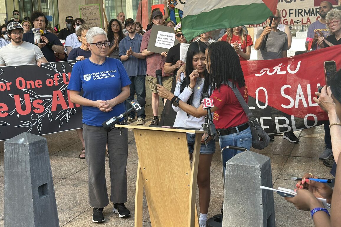 At New Haven ICE protest, a teen girl speaks of her mother's arrest
