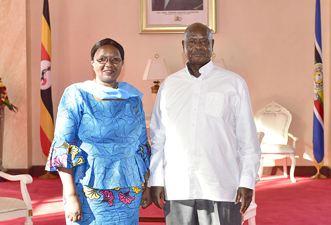 grina ussa with resident useveni after presenting her credentials  hoto