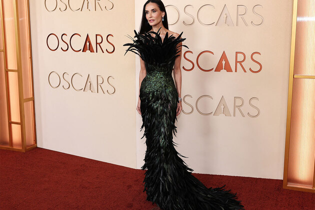Oscars: Demi Moore steals attention in peacock feathered gown