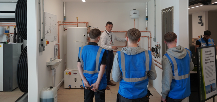 The ground source heat pump training bay outfitted by Kensa at the Centre for Green Technology at Peterborough College