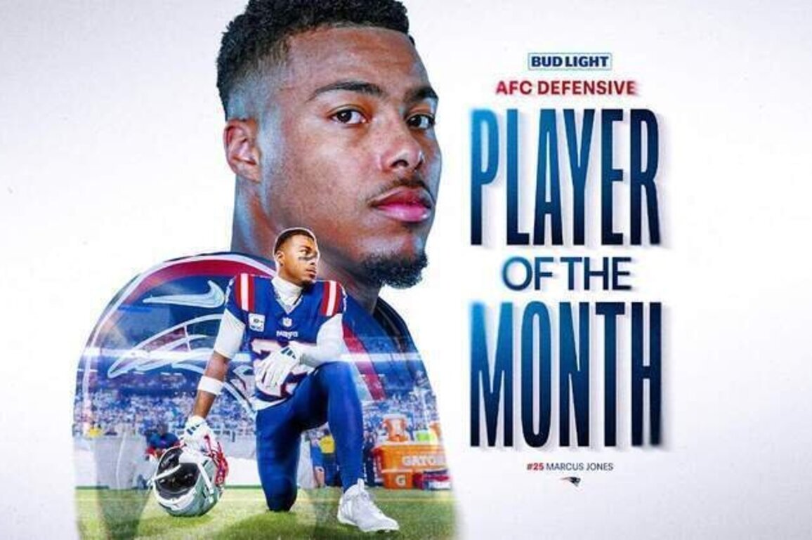 Marcus Jones Named AFC Defensive Player of the Month