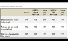  Shorn wool production is forecast to increase slightly in the next 12 months. Image courtesy AWI.