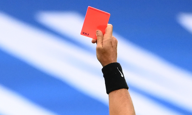 Red card warning for deliberate coughing in football Red card warning for deliberate coughing in football
