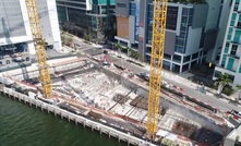 The main contractor on the build of the Aston Martin Residences, Coastal Construction, required Keller to create shallow ‘bottom plug’ holes (7.6 x 7.6m) to allow foundations for the two massive construction cranes. Credit: Keller