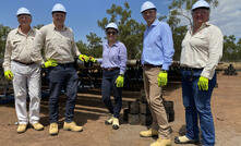 Energy minister Angus Taylor on site at Empire Energy's Carpentaria-1 project in the Beetaloo. 