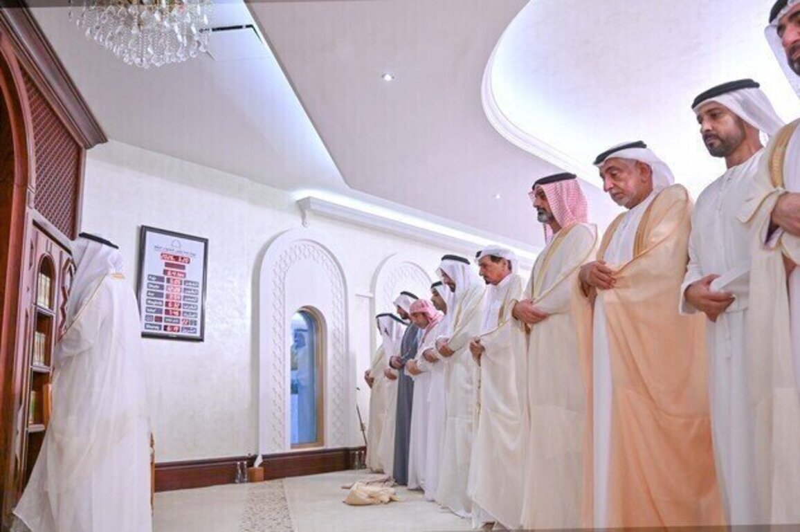 Ajman Ruler, Crown Prince perform Eid Al-Fitr prayer at Al Zaher Palace Mosque