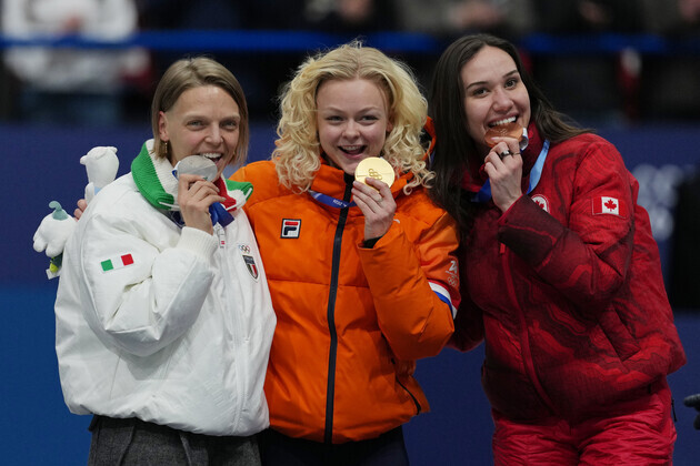 (MICO2026)ITALY-MILAN-OLYMPIC WINTER GAMES-SHORT TRACK SPEED SKATING-WOMEN'S 500M-AWARDING CEREMONY