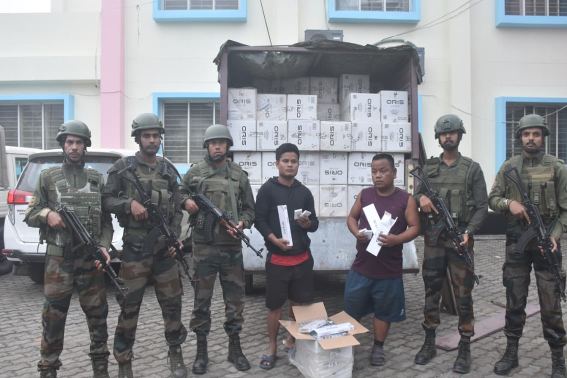 Assam Rifles, DRI siezes large consignment of foriegn cigarettes; 2 held in Karimganj