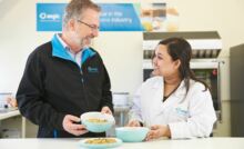  AEGIC Oat Program Manager Mark Tucek and Research Scientist Dr Sabori Mitra with some oat risotto and oat noodles prepared in the AEGIC labs. Picture courtesy AEGIC.