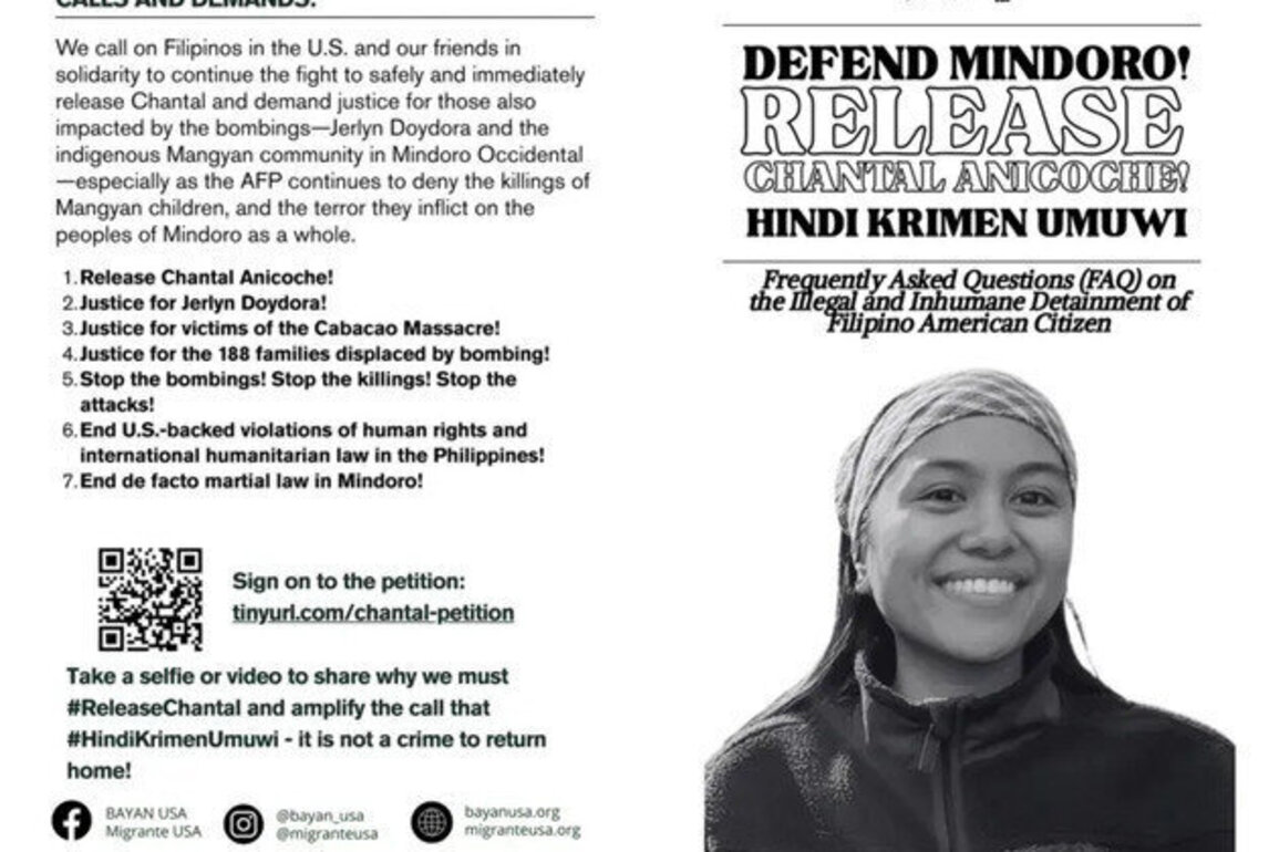 Filipino-American Chantal Anicoche Remains Detained after the Recent Philippine Military Bombing in Occidental Mindoro