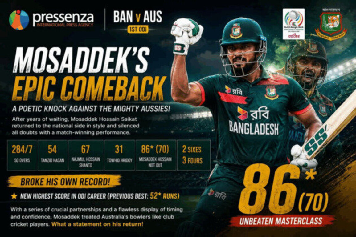 Mosaddek's Epic Comeback: A Silent Reply with the Bat Against Australia