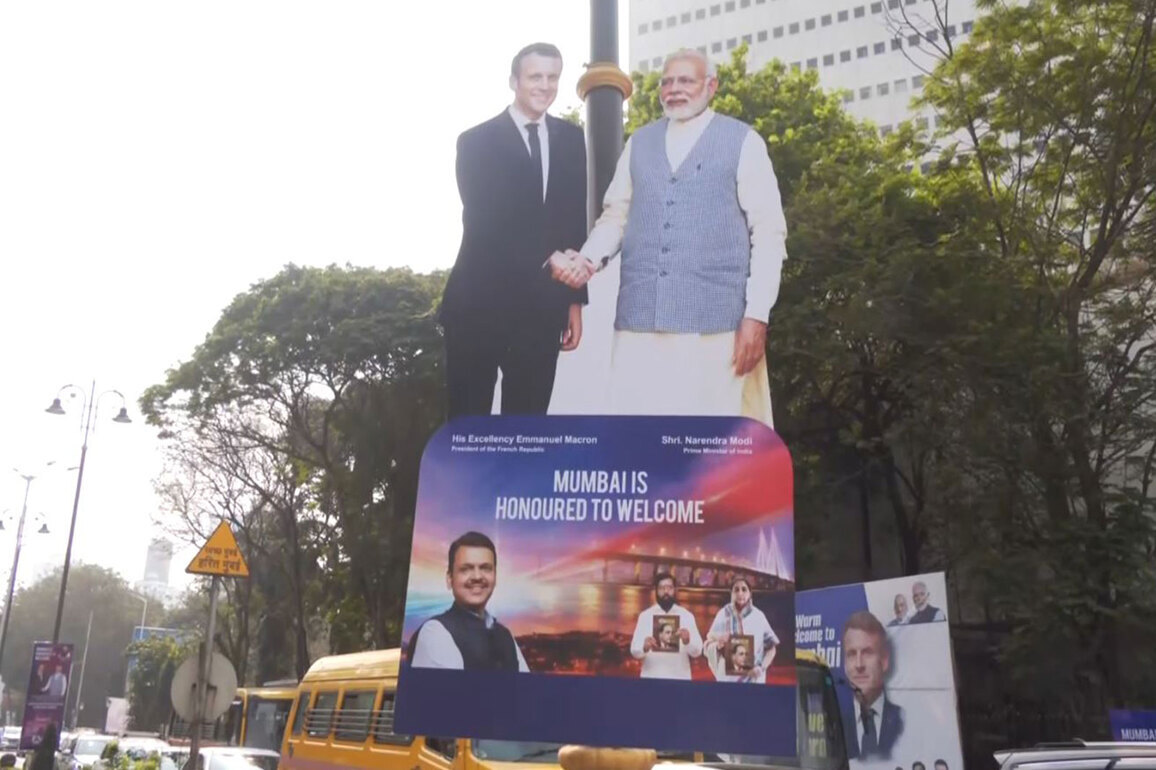 Mumbai transforms into a "vibrant canvas" to welcome French President Emmanuel Macron and First Lady