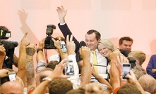 Labor’s Mark McGowan celebrates winning the state election on Saturday