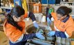 Dr Juliana Segura-Salazar (left) and Dr Lulit Habte Ekubatsion at UQ's School of Civil Engineering concrete laboratory.