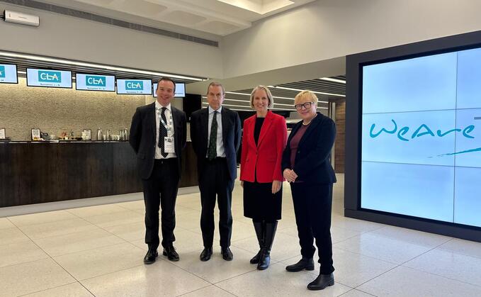 (L to R) Joe Evans CLA, Gavin Lane CLA, Defra Secretary Emma Reynolds, Farming Minister Dame Angela Eagle