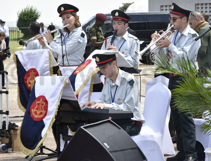 n sraeli band plays music during the ceremony at the ld ntebbe irport hoto by oderick himbazwe