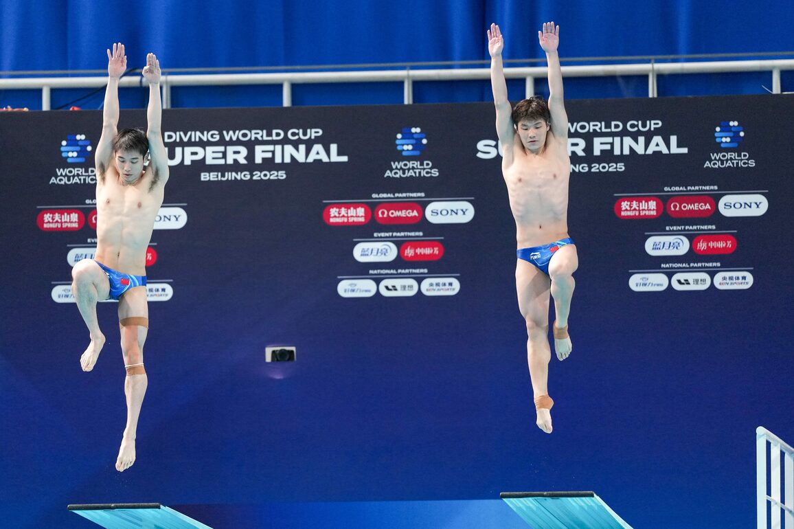 (SP)CHINA-BEIJING-WORLD AQUATICS-DIVING-WORLD CUP-SUPER FINAL-MEN'S 3M SYNCHRONISED (CN)