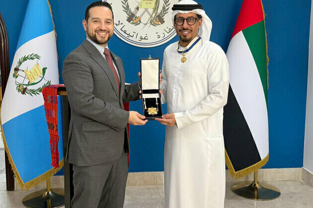 President of Guatemala confers Grand Officer of Order of Antonio Jose de Irisarri on Ambassador Al Menhali