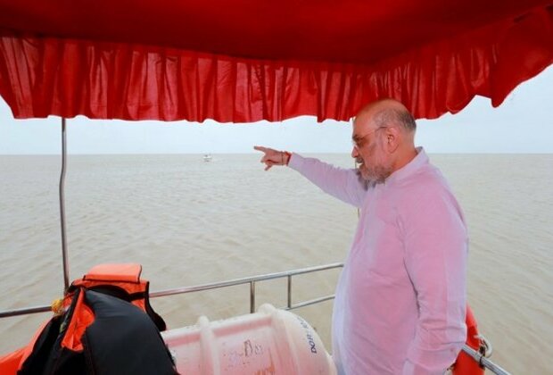 Gujarat: Union Minister Amit Shah inspects Harami Nala Creek in Kachchh