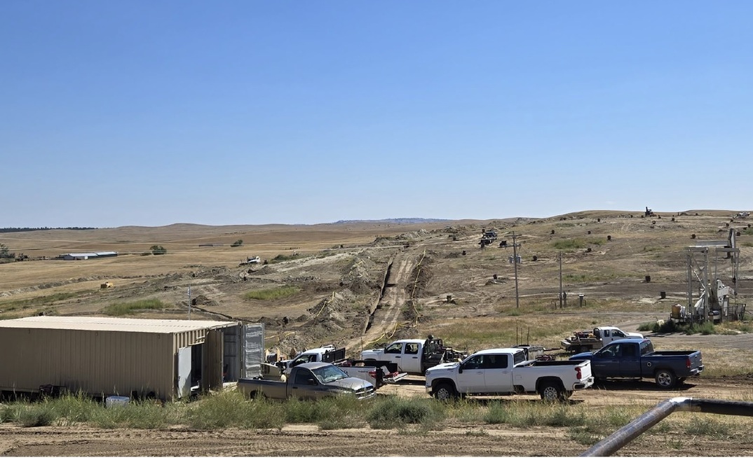 Mine Unit 3 and Header House 11 building in the foreground with installed wells in the background at Peninsula’s Lance project which is on schedule to restart uranium production later this year. Credit: Peninsula