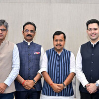 Nitin Nabin welcomes Raghav Chadha, Sandeep Pathak, Ashok Mittal, others to BJP