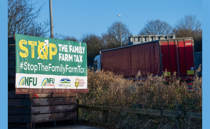 Unions reveal banners in campaign to stop the family farm tax