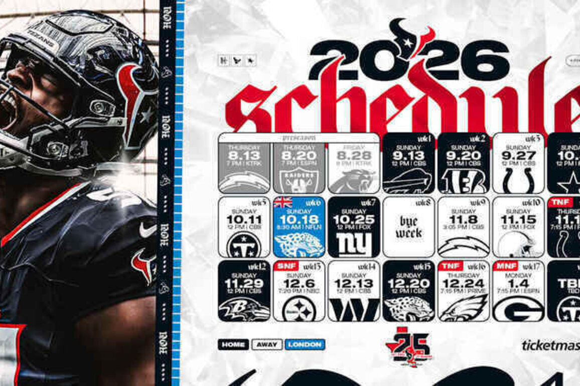 Houston Texans Announce 2026 Schedule