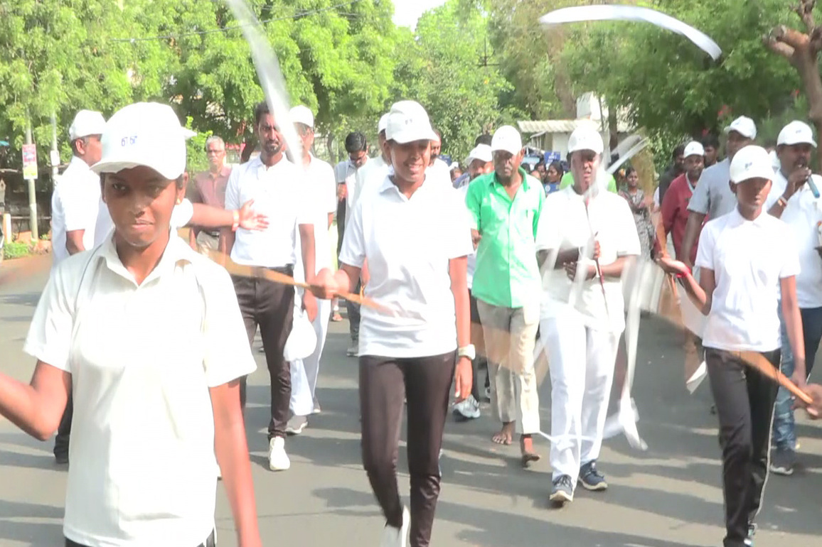 Nearly 1,000 women silambam practitioners join voter awareness rally in Tiruchirappalli ahead of Tamil Nadu polls