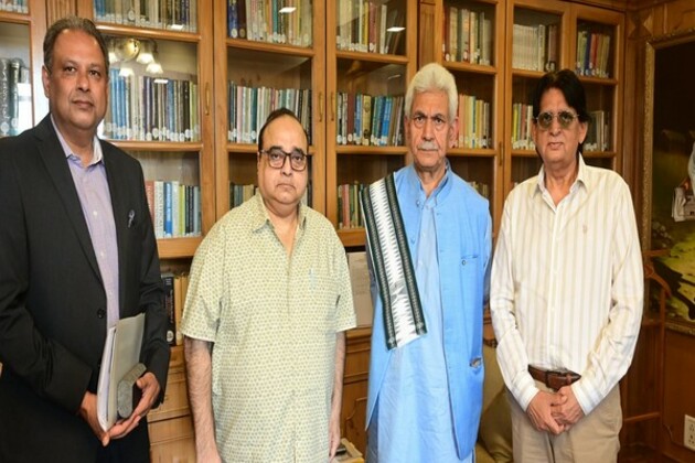 Filmmaker Rajkumar Santoshi meets J-K LG Manoj Sinha in Srinagar