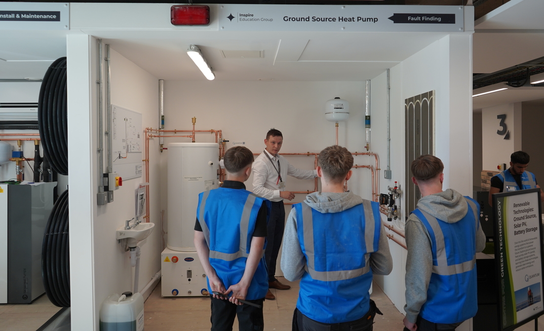 The ground source heat pump training bay outfitted by Kensa at the Centre for Green Technology at Peterborough College