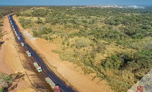 A convoy of trucks from Kamoa Copper mine in the DRC.