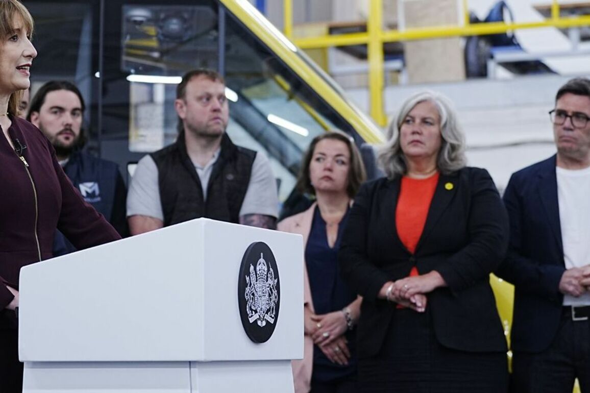 Andy Burnham must have been thinking one thing during Rachel Reeves factory speech
