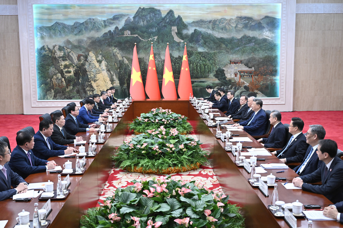 (SCO Tianjin Summit) CHINA-TIANJIN-XI JINPING-VIETNAMESE PM-MEETING (CN)