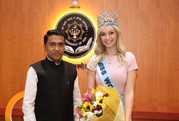 Miss World 2022 Karolina Bielawska meets Goa CM Pramod Sawant