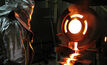 The first gold being poured at the Yaramoko mine in Burkina Faso