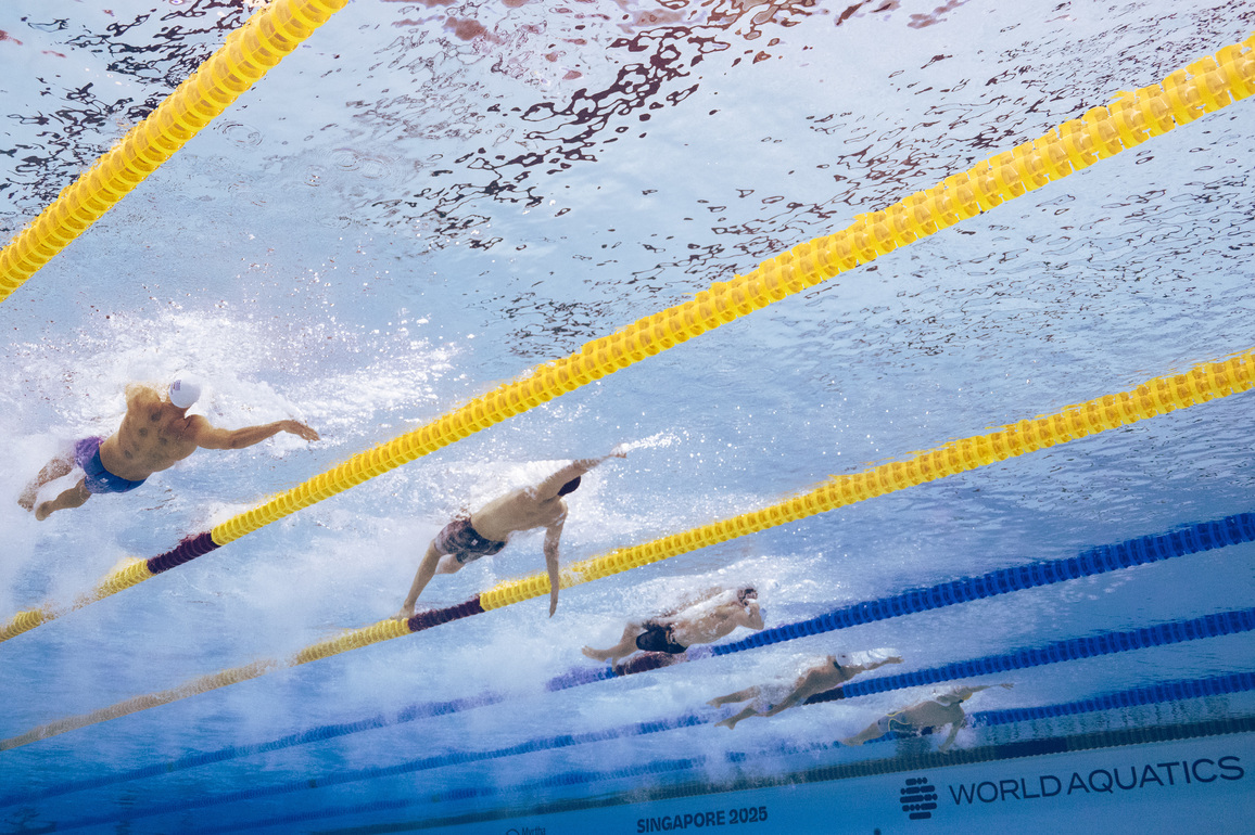 (SP)SINGAPORE-WORLD AQUATICS CHAMPIONSHIPS-SWIMMING-MEN'S 100M BACKSTROKE-SEMIFINAL