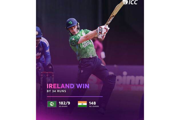 Captain Iyer era starts off poorly as Ireland stun world champions India by 34 runs in 1st T20I