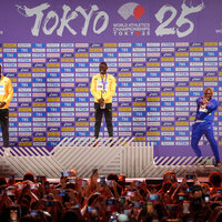 (SP)JAPAN-TOKYO-ATHLETICS-WORLD ATHLETICS CHAMPIONSHIPS-MEN'S 100M-AWARDING CEREMONY
