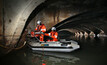 Geosciences used an inflatable boat to gain access to the Megatron culvert in Sheffield, UK, to collect concrete core samples 