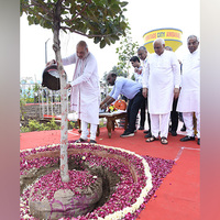 Union Home Minister Amit Shah, Gujarat CM Patel lead tree plantation drive at Ayushman Van, Ghatlodia