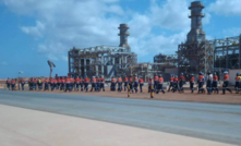 Construction workers at Chevron's Gorgon project in the Pilbara.
