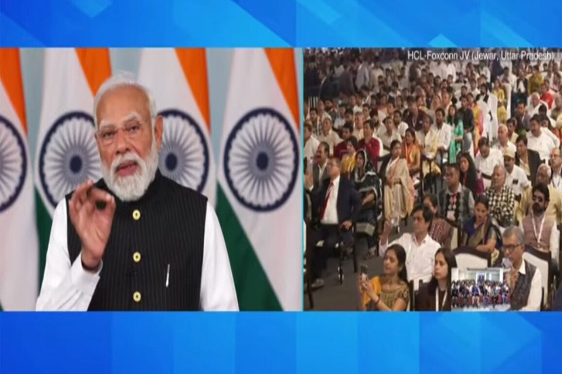 "We have to make India 'aatmnirbhar' in chip manufacturing": PM Modi at groundbreaking ceremony for HCL-Foxconn project
