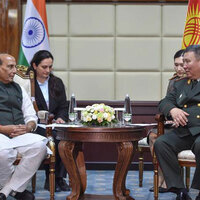 Rajnath Singh holds bilateral meetings with his Kyrgyz, Kazakh & Belarusian counterparts in Bishkek to further strengthen defence cooperation