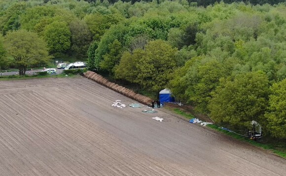 The farmland in Nottinghamshire where the human bones were recovered