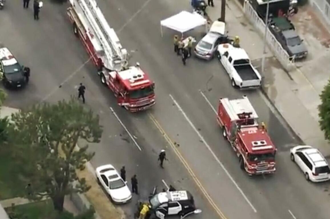 Man killed, two police officers injured in L.A. traffic collision