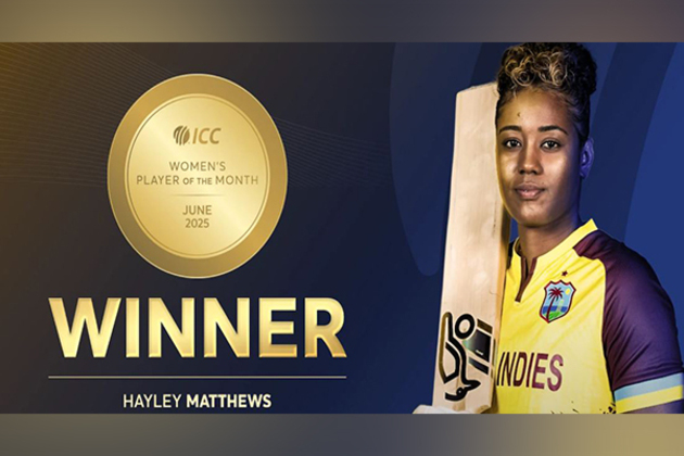 West Indies skipper Hayley Mathews wins ICC Women's Player of the Month for fourth time