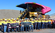 The Tropicana team with the specially painted truck tray.