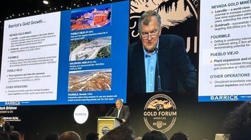 Barrick's Mark Bristow presenting at GFA 2024. Image: Joshua Smith