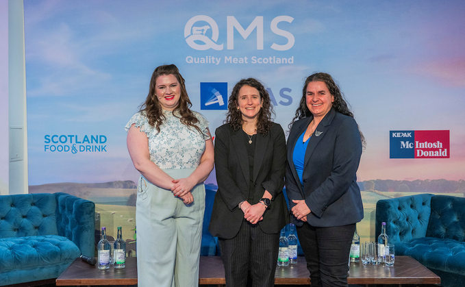 QMS chief executive Sarah Millar, Rural Affairs Secretary Mairi Gougeon, and QMS chair Kate Rowell at the QMS Conference.