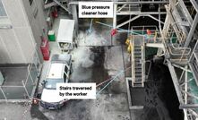 An annotated image of the site showing the ute and trailer containing pressure cleaner.